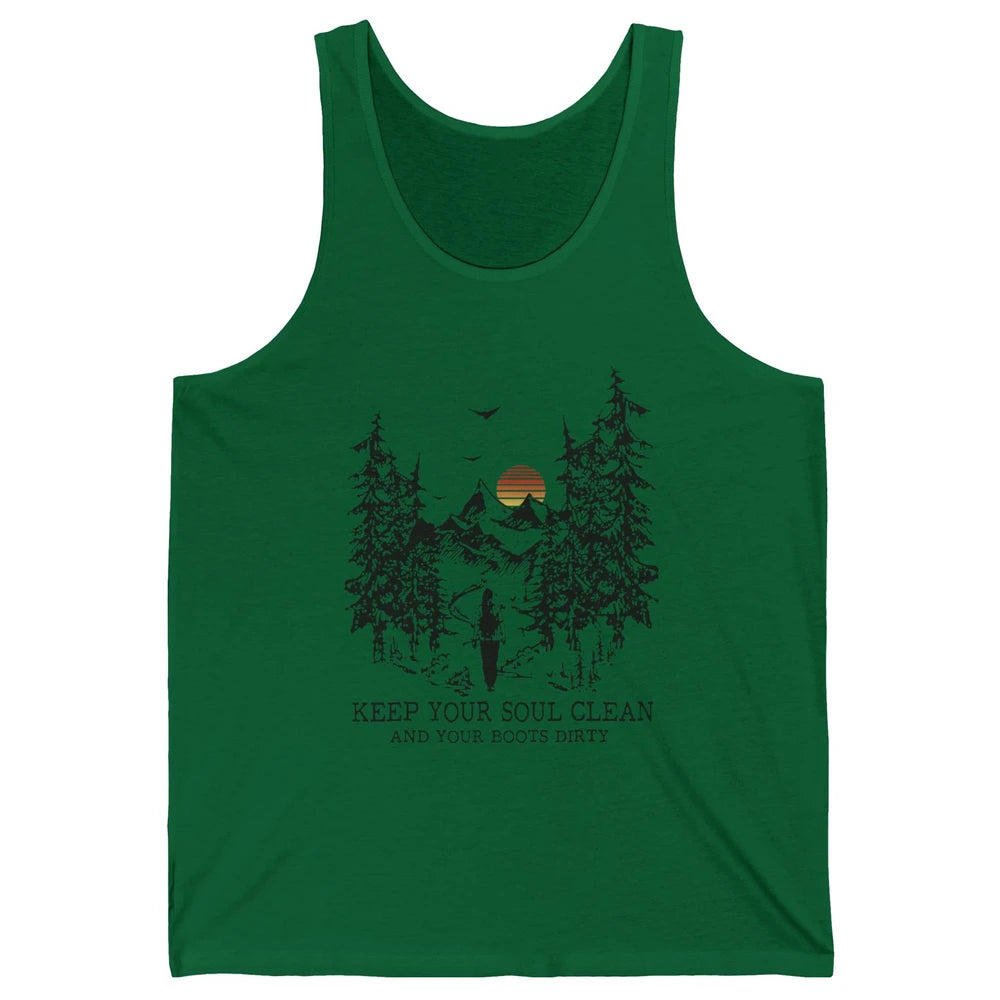 Retro Hiking Camping Keep Your Soul Clean & Your Boots Dirty Unisex Jersey Tank