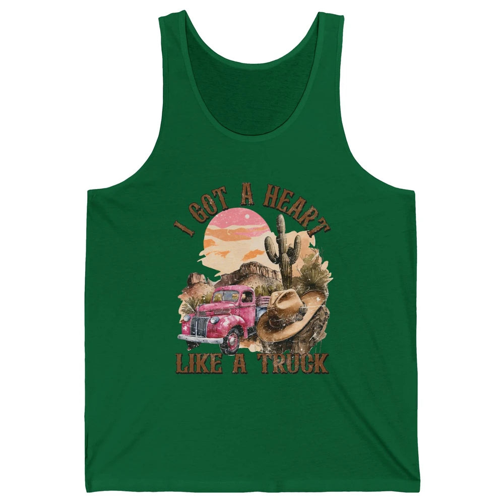 Retro Desert I Got A Heart Like A Truck Western Country Girl Unisex Jersey Tank