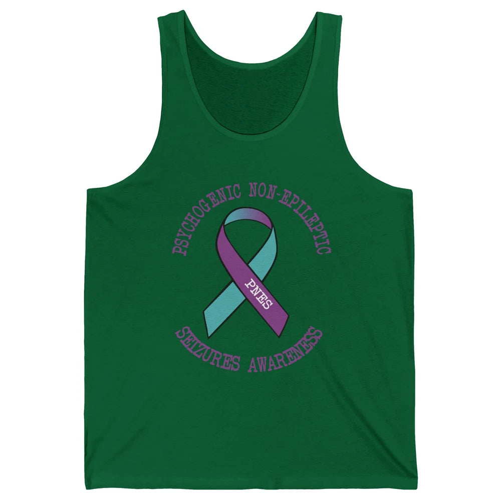 Psychogenic Non-epileptic Seizures PNES Purple Teal Ribbon Unisex Jersey Tank