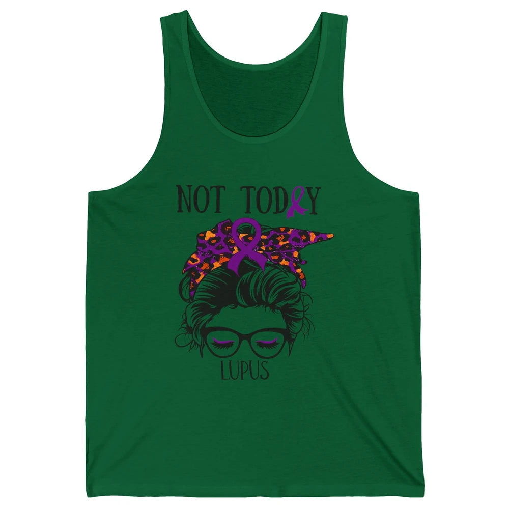 Not Today Lupus Awareness Leopard Messy Bun Glasses Unisex Jersey Tank