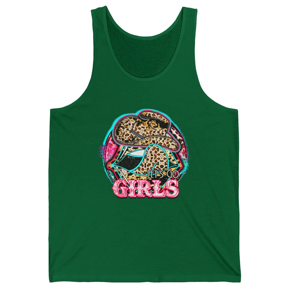 Retro Leopard Cowboy Boots Let's Go Girls Western Cowgirls Unisex Jersey Tank