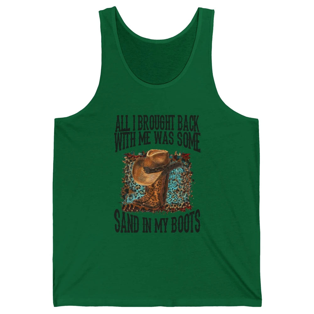 Retro Leopard Sand In My Boots Western Cowgirl Cowboy Hat Unisex Jersey Tank