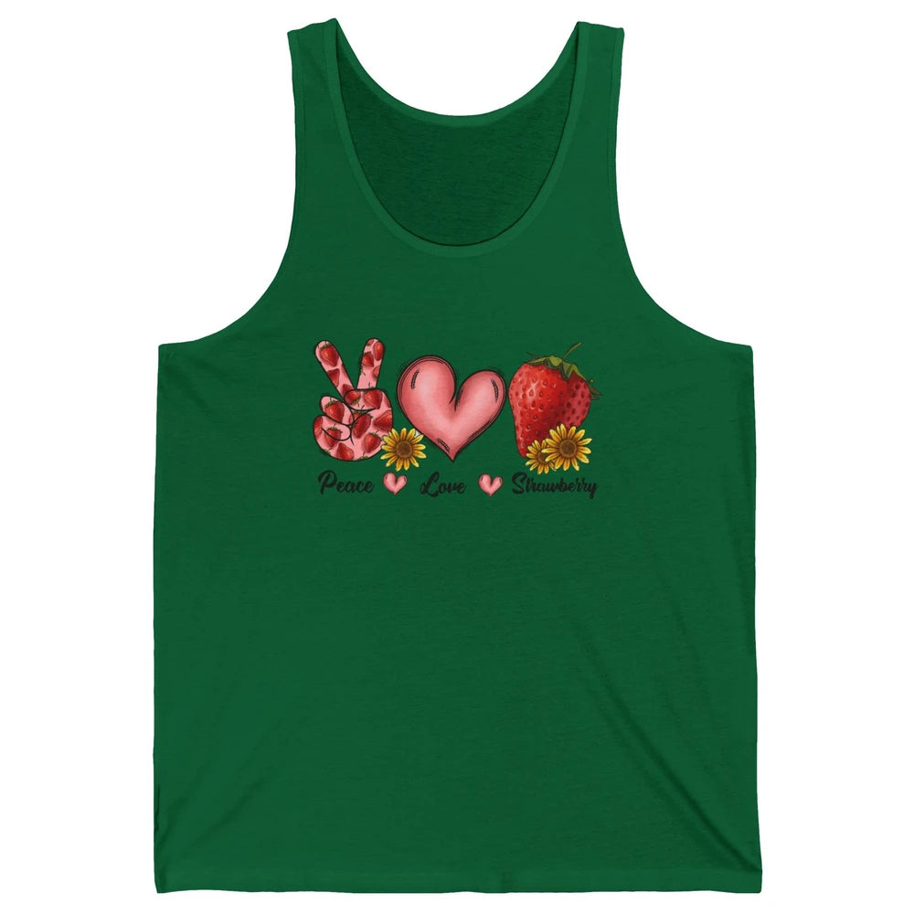 Peace Love Strawberry Strawberries Lover Strawberry Festival Unisex Jersey Tank