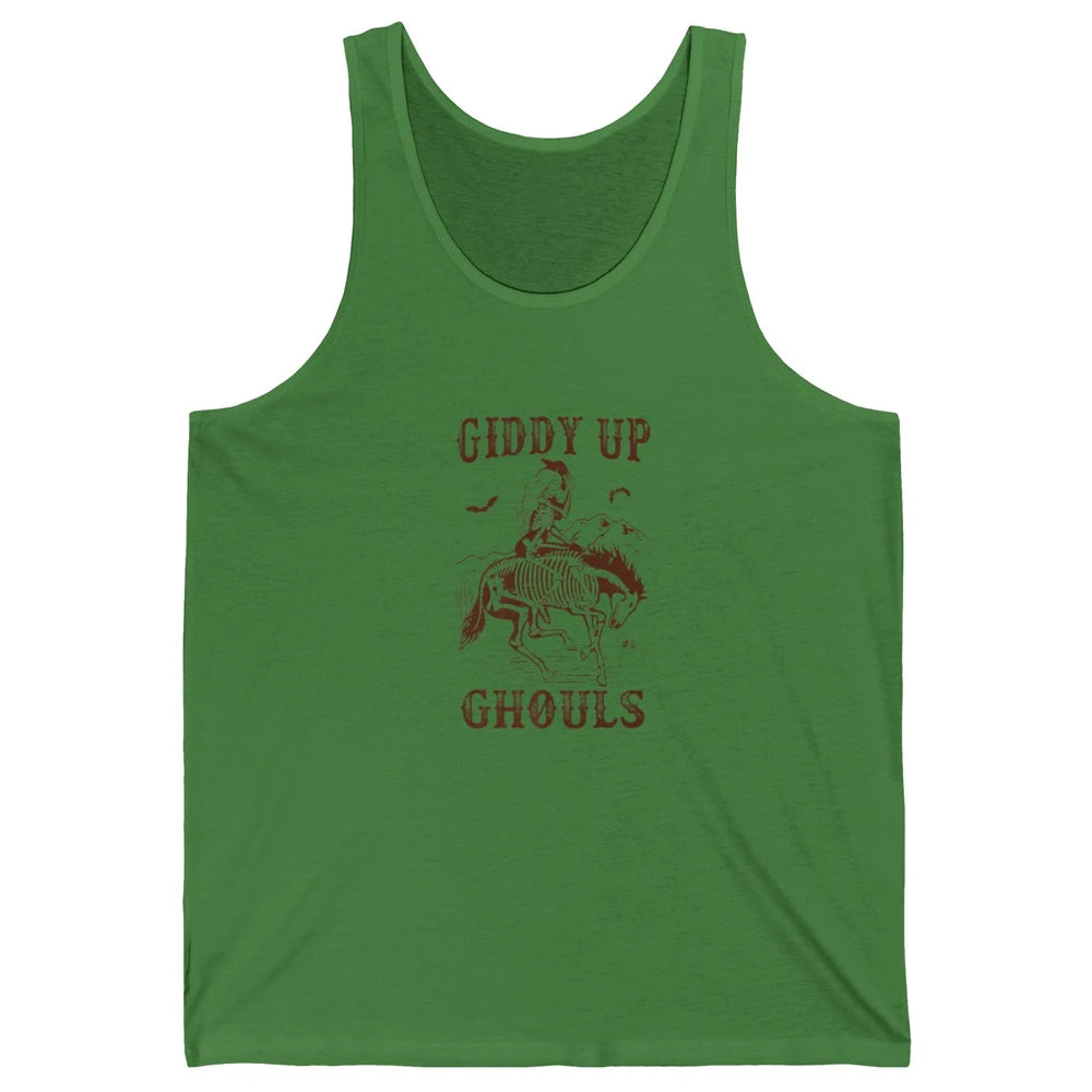 Retro Giddy Up Ghouls Skeleton Western Cowgirl Howdy Cowboy Unisex Jersey Tank