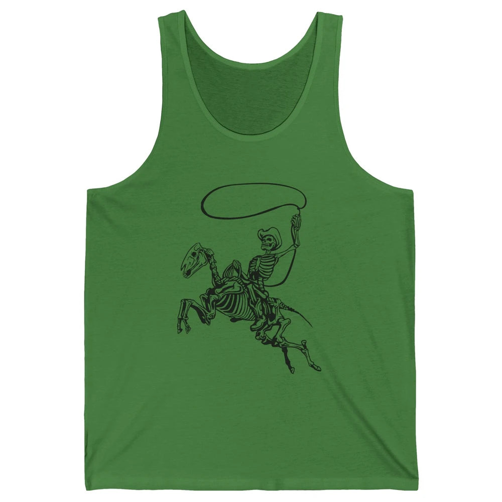 Retro Cowboy Skeleton Lassoing Western Country Horse Lovers Unisex Jersey Tank