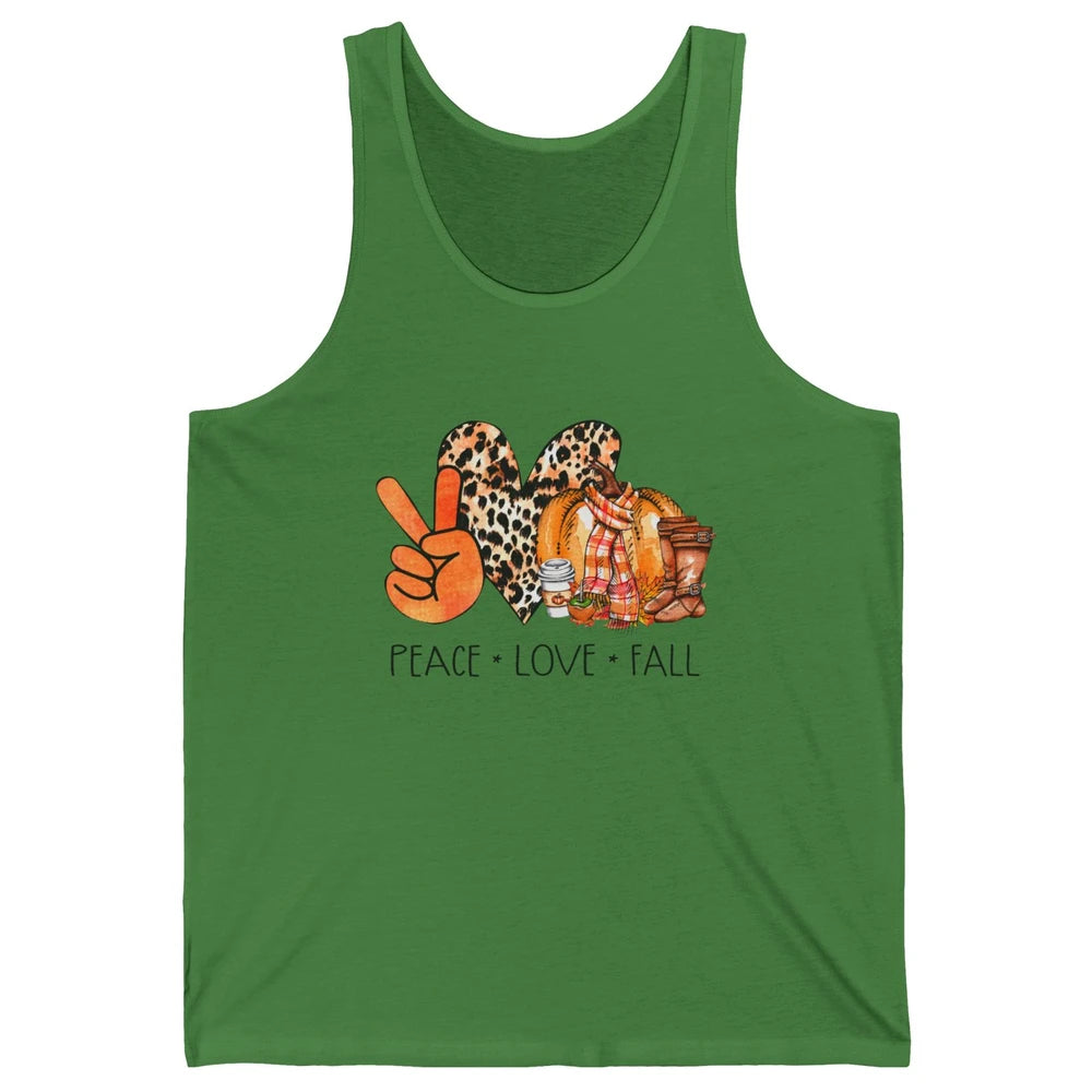 Peace Love Fall Pumpkin Spice Fall Halloween Thanksgiving Unisex Jersey Tank