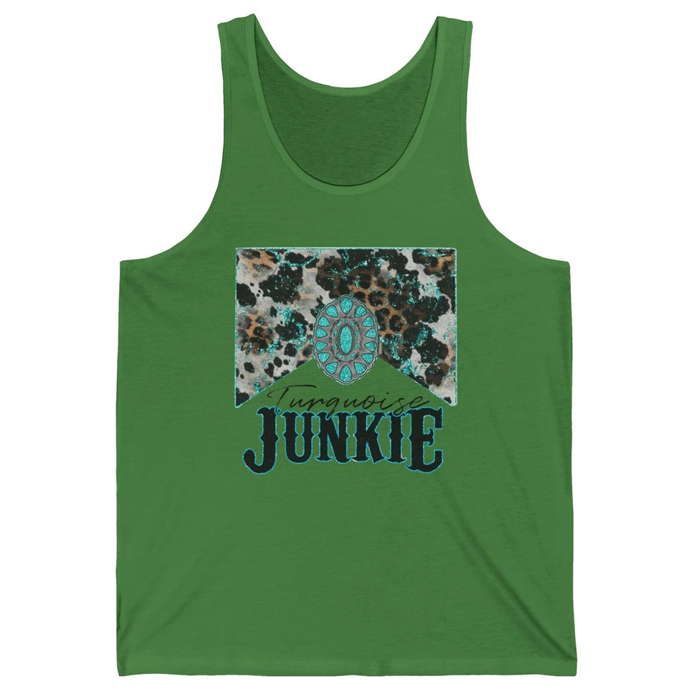 Retro Leopard Turquoise Junkie Gemstone Western Country Unisex Jersey Tank