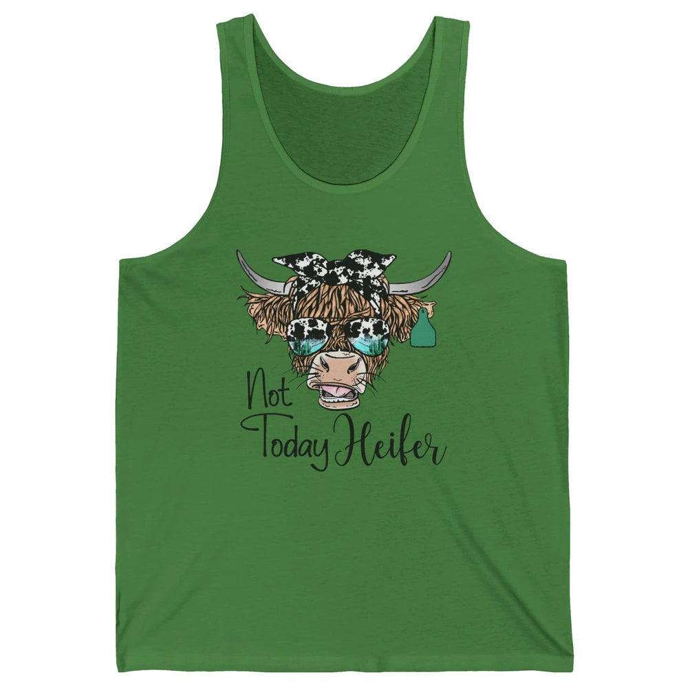 Highland Cow Bandana Cowhide Not Today Heifer Western Animal Unisex Jersey Tank