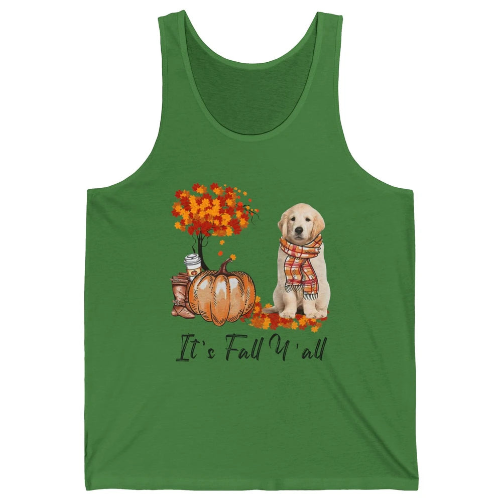 Golden Retriever Pumpkin Happy Fall Yall Autumn Thanksgiving Unisex Jersey Tank