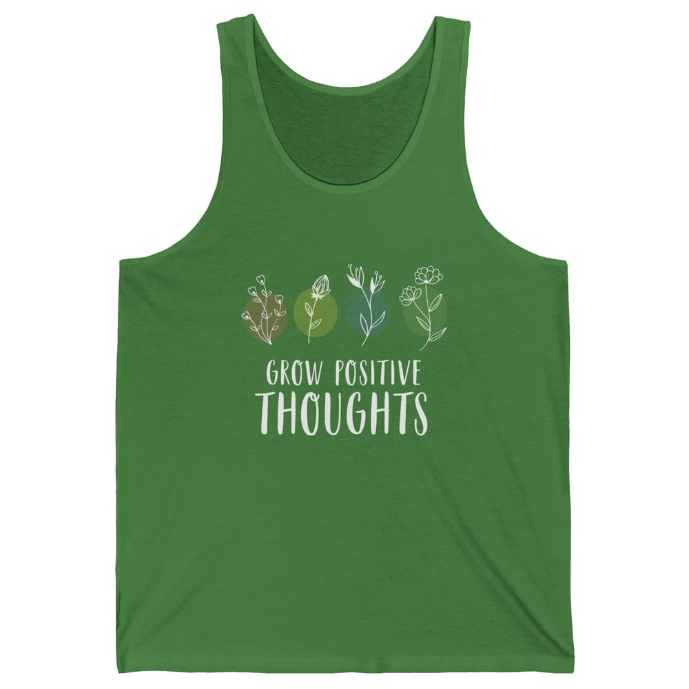 Retro Grow Positive Thoughts Vintage Wildflowers Happy Mind Unisex Jersey Tank