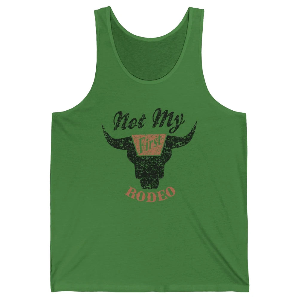 Retro Bull Skull Not My First Rodeo Western Country Cowboy Unisex Jersey Tank