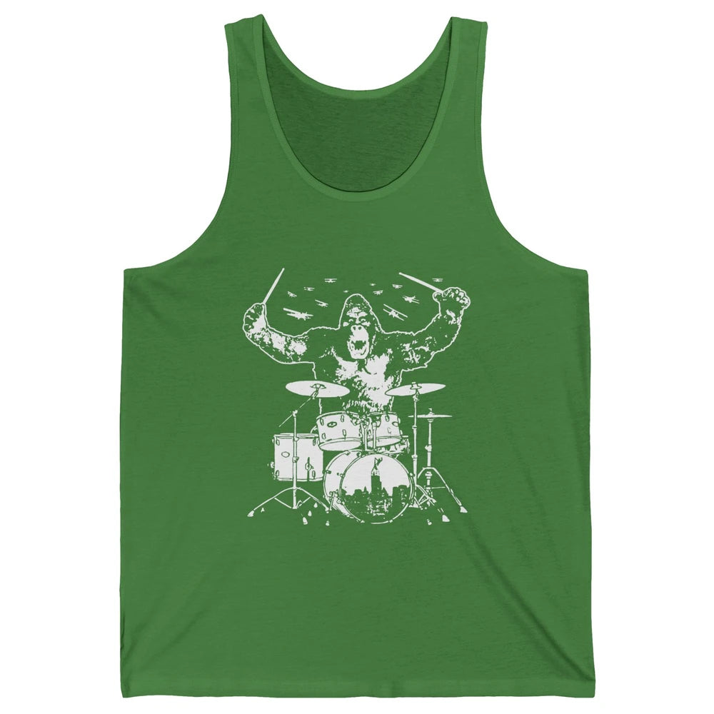 Retro Gorilla Drumming Drummers Gift Percussionists Unisex Jersey Tank