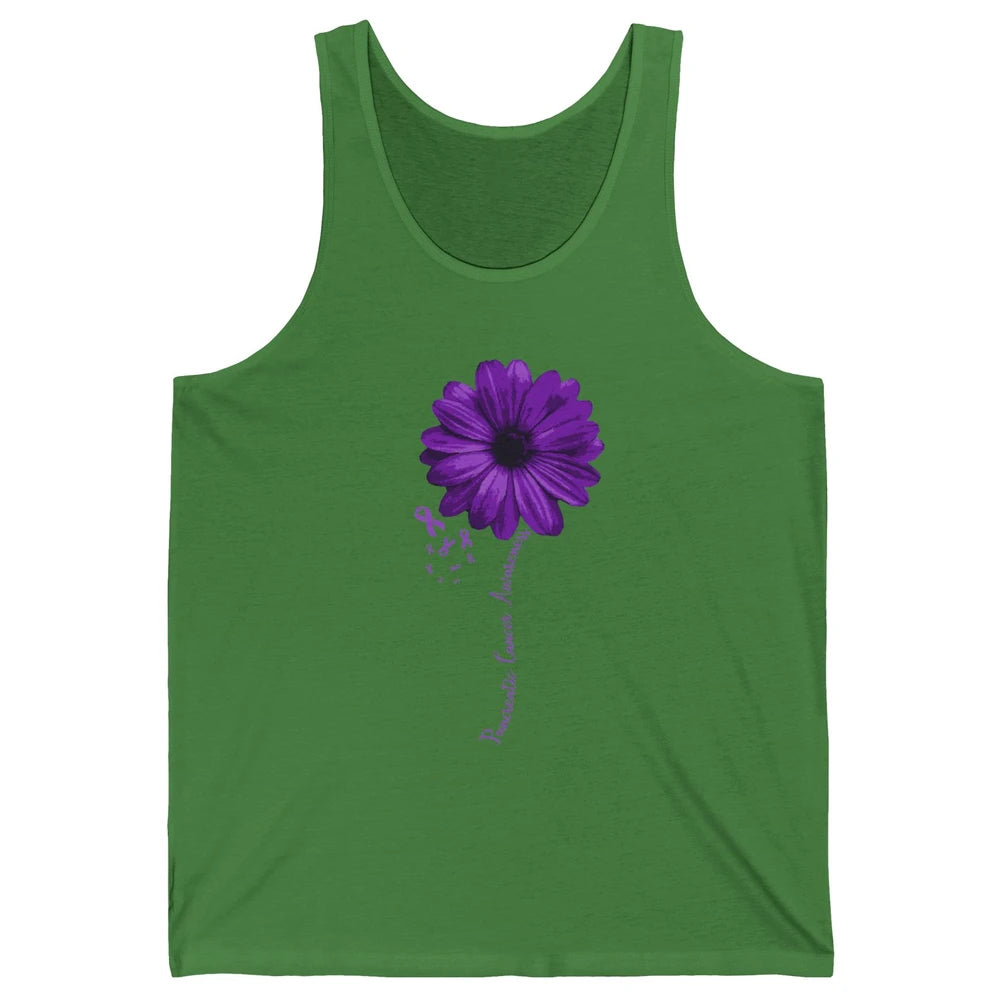 Pancreatic Cancer Awareness Purple Ribbon Daisy Flower Unisex Jersey Tank