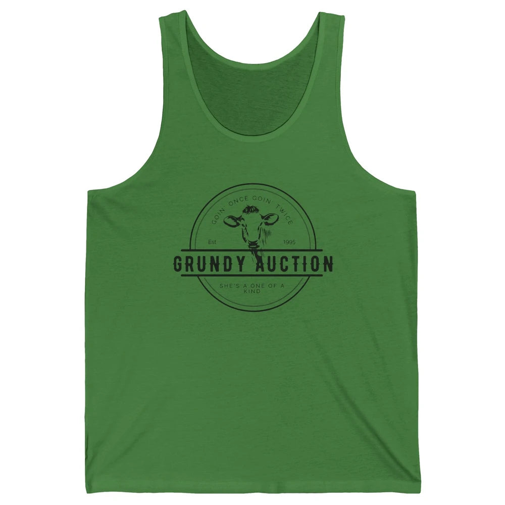 Retro Cow Cattle Grundy County Auction Western Country Farm Unisex Jersey Tank