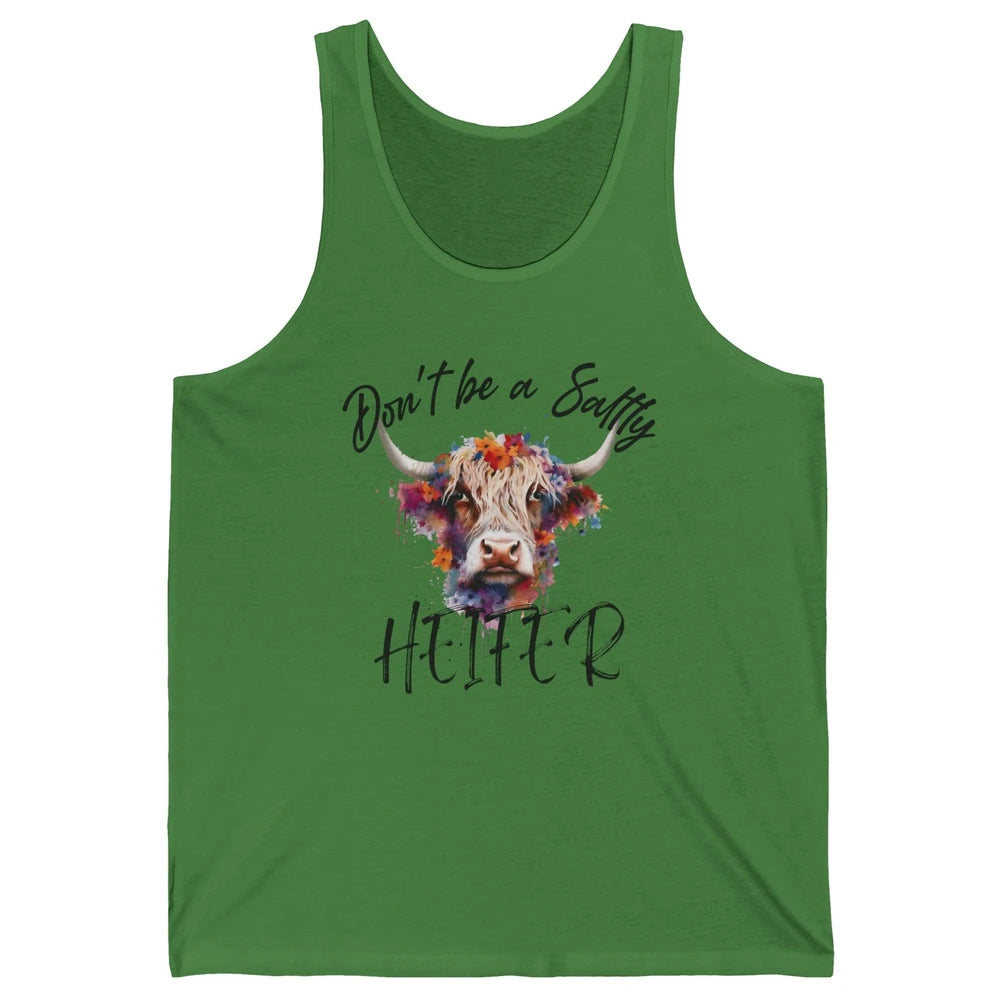 Floral Long Haired Cow Don't Be A Salty Heifer Western Farm Unisex Jersey Tank