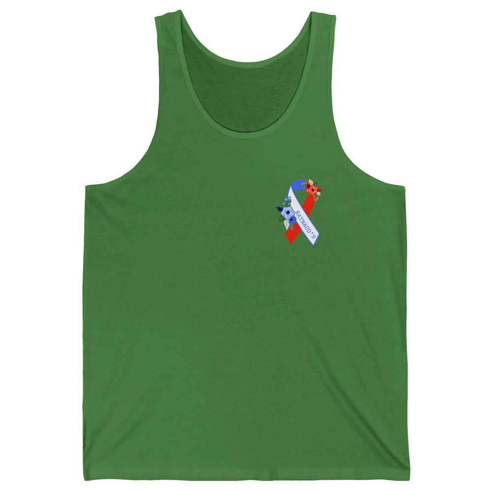 Raynaud's Syndrome Awareness Support Floral Red Blue Ribbon Unisex Jersey Tank
