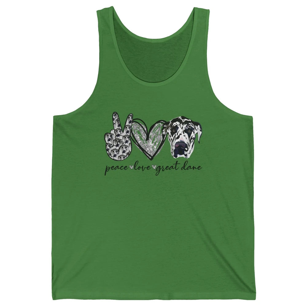 Peace Love Great Dane Dog Lovers Great Dane Mothers Fathers Unisex Jersey Tank