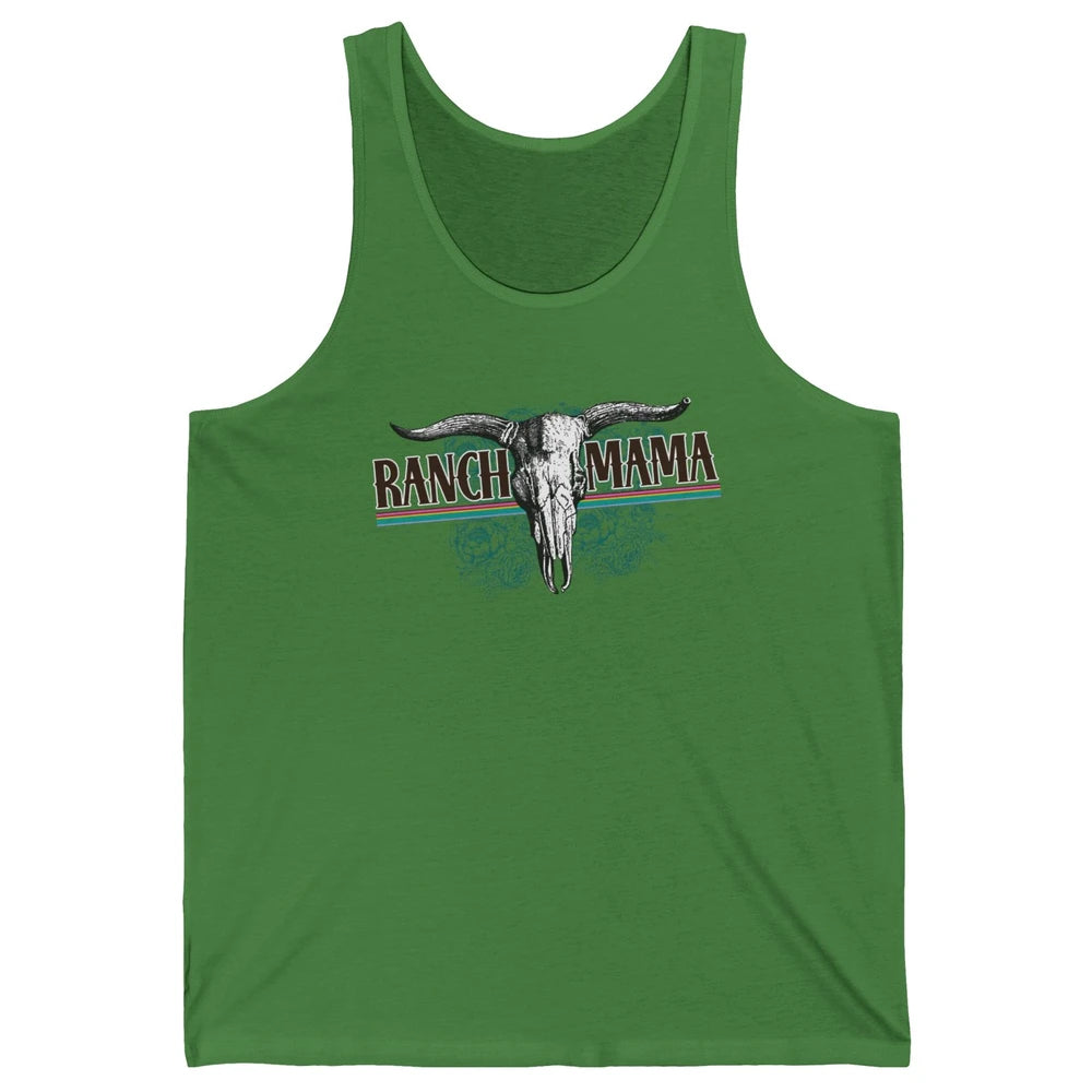 Retro Ranch Mama Highland Cow Skull Western Country Cowboy Unisex Jersey Tank