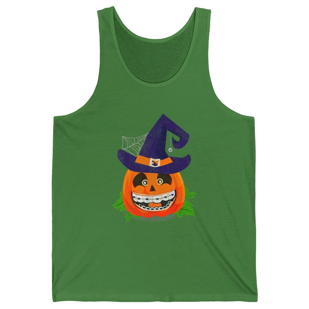 Pumpkin Witch Teeth Braces Dental Dentist Halloween Spooky Unisex Jersey Tank