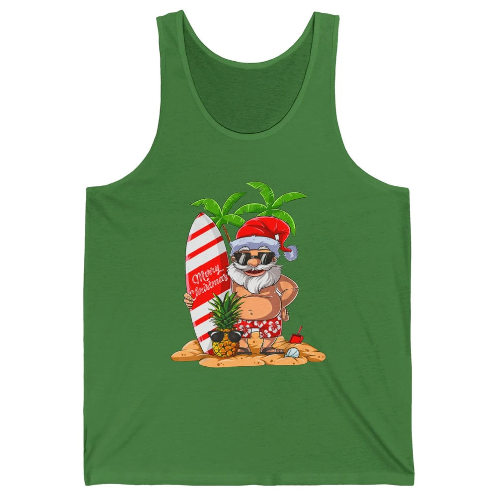 Christmas in July Santa Hawaii Surfing Summer Christmas Unisex Jersey Tank