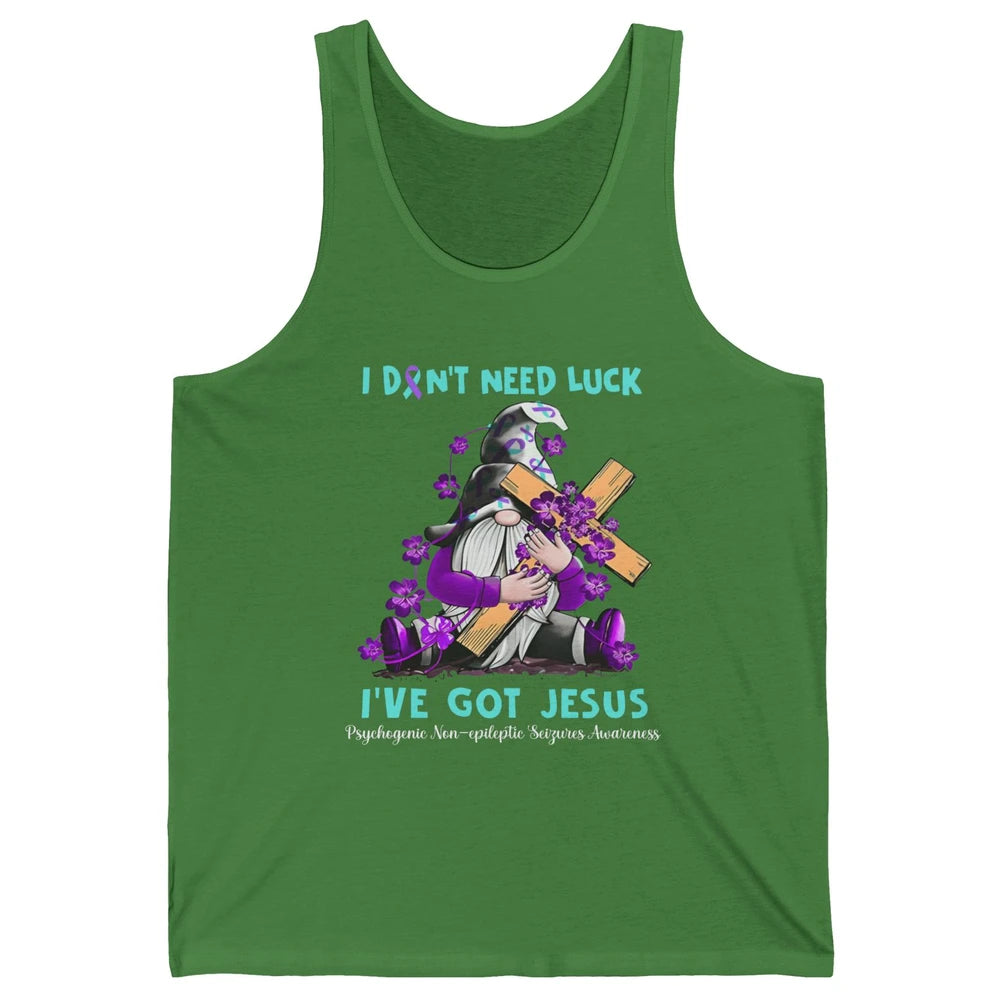 PNES Awareness Gnome I Don't Need Luck I've Got Jesus Faith Unisex Jersey Tank