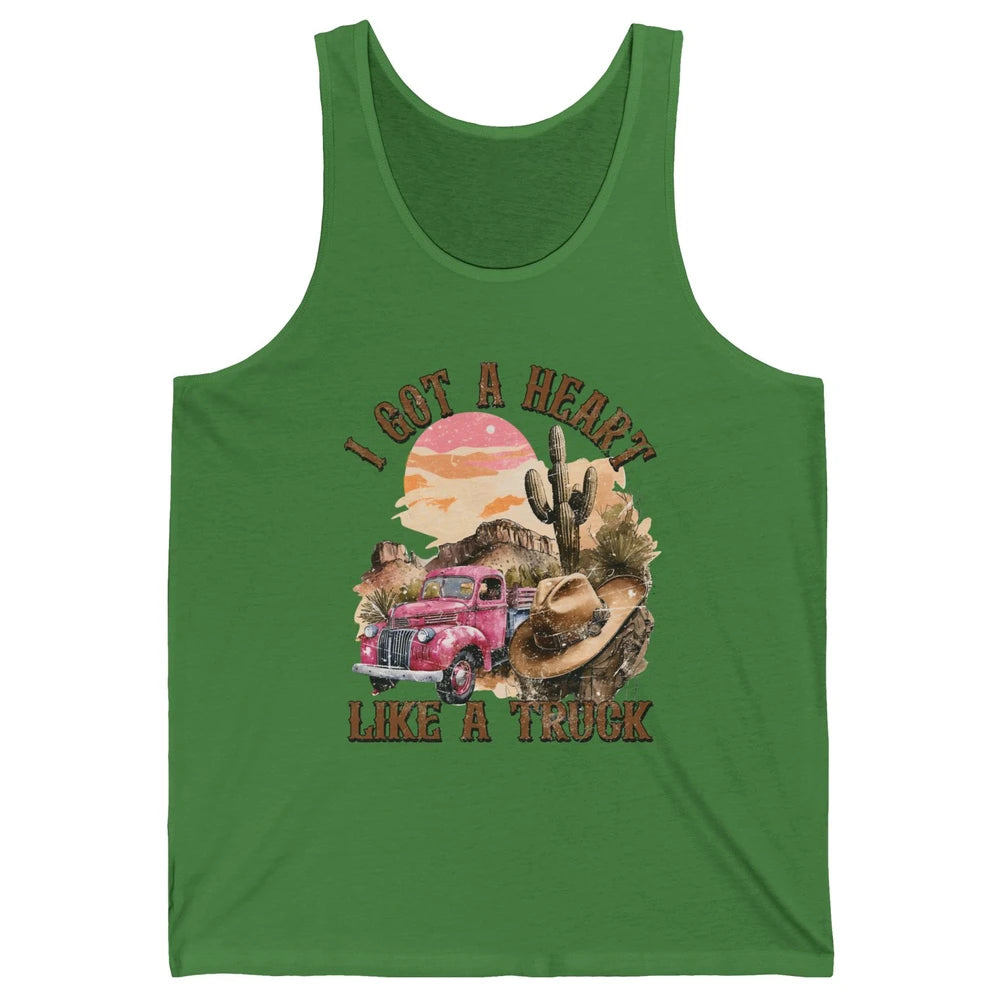 Retro Desert I Got A Heart Like A Truck Western Country Girl Unisex Jersey Tank