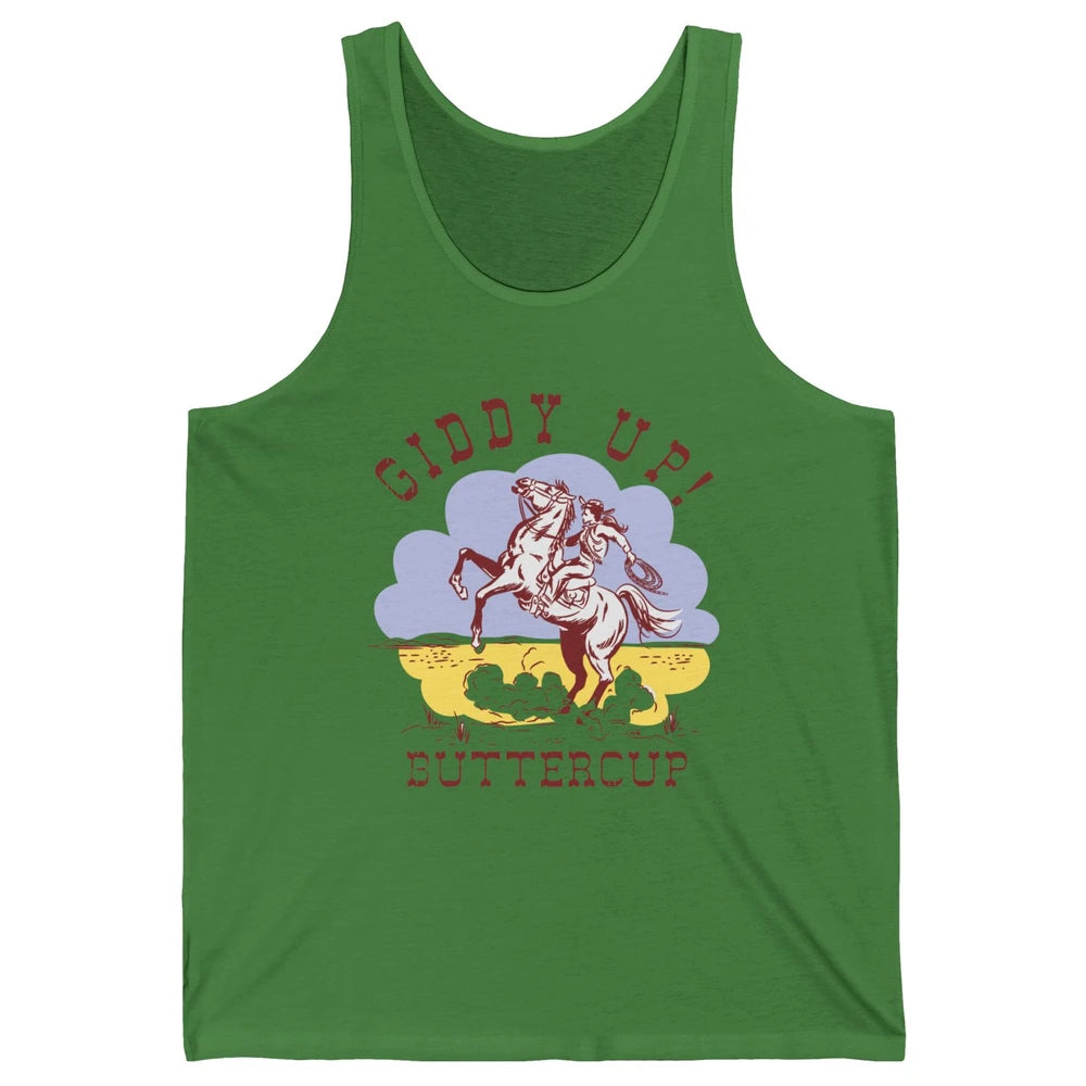 Retro Cowgirl Hold Your Horse Giddy Up Western Cowboy Gift Unisex Jersey Tank