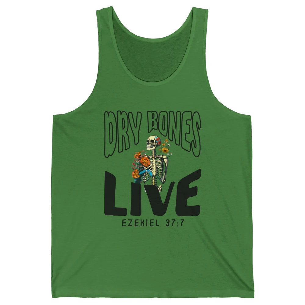 Floral Skeleton Dry Bones Come Alive Christian Halloween Unisex Jersey Tank