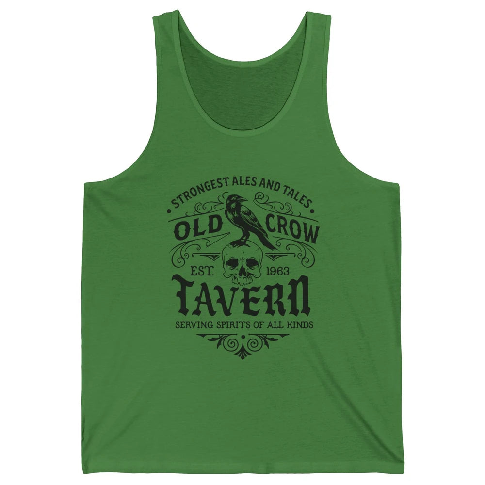 Old Crow Farmhouse Tavern Serving Spirit All Kinds Halloween Unisex Jersey Tank
