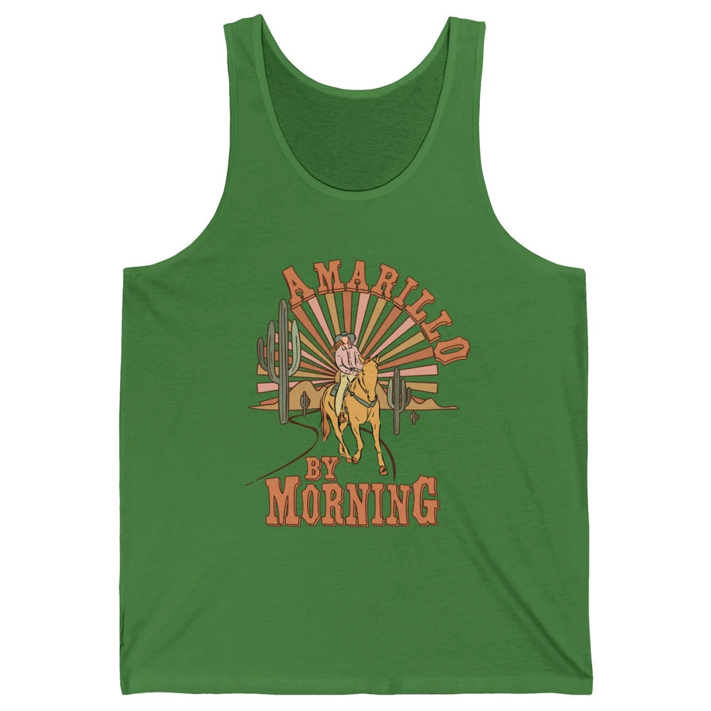 Retro Desert Cowboy Riding Horse Amarillo By Morning Western Unisex Jersey Tank