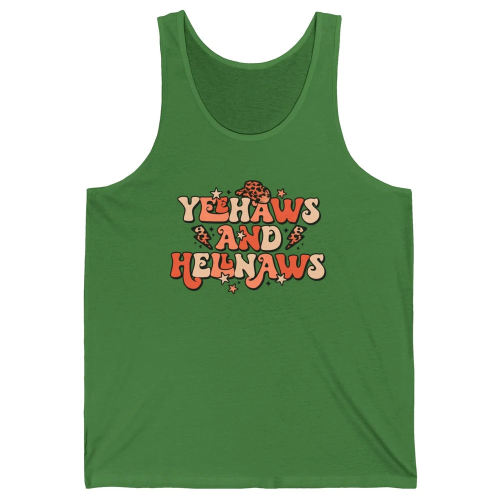 Retro Cowboy Leopard Yeehaws And Hell Naws Western Country Unisex Jersey Tank