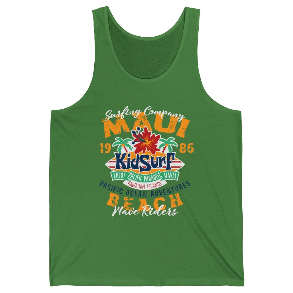 Retro Maui Island 1986 Hawaii Kid Surfing Pacific Paradise Unisex Jersey Tank