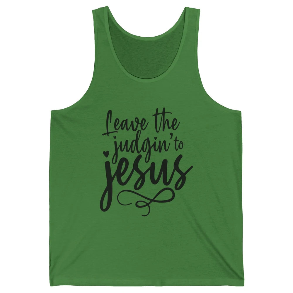 Retro Christian Here We Leave The Judging To Jesus Religious Unisex Jersey Tank