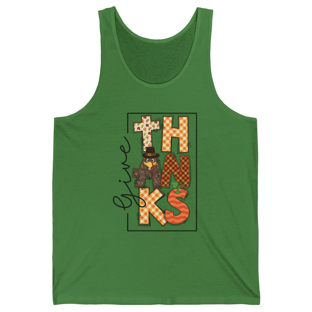 Give Thanks Happy Fall Pumpkin Turkey Dinner Thanksgiving Unisex Jersey Tank