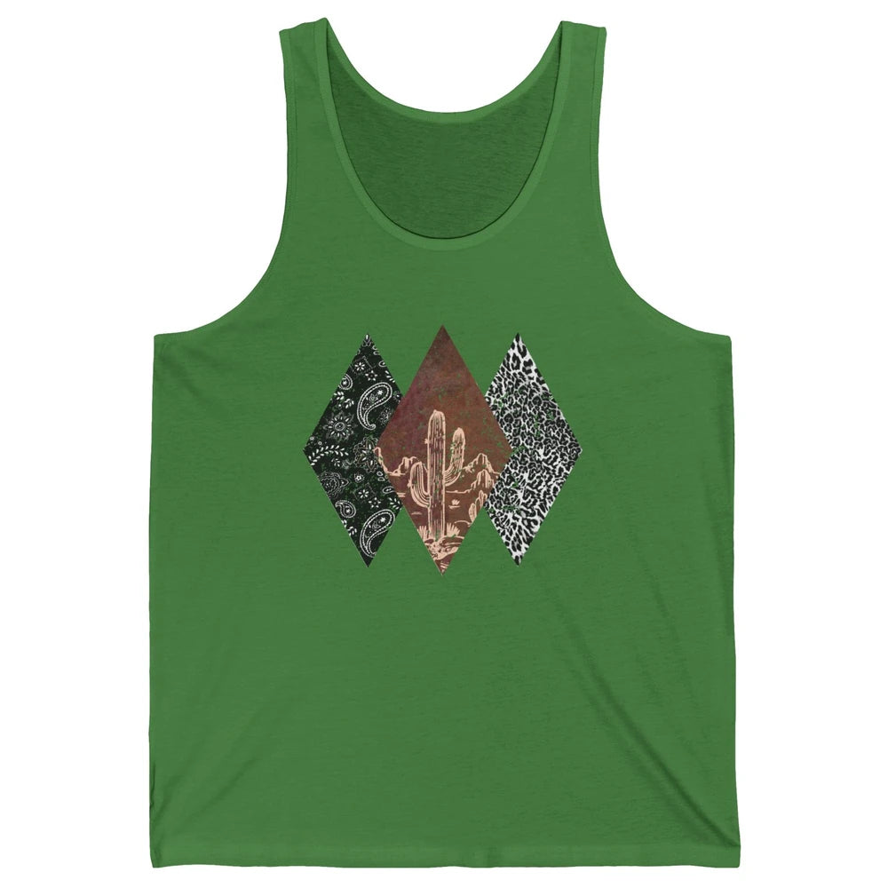 Retro Leopard Desert Cactus Sunset Western Country Cowgirl Unisex Jersey Tank