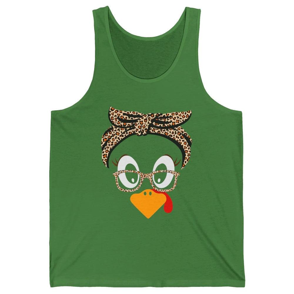 Cute Turkey Mom Leopard Glasses Thanksgiving Fall Turkey Day Unisex Jersey Tank