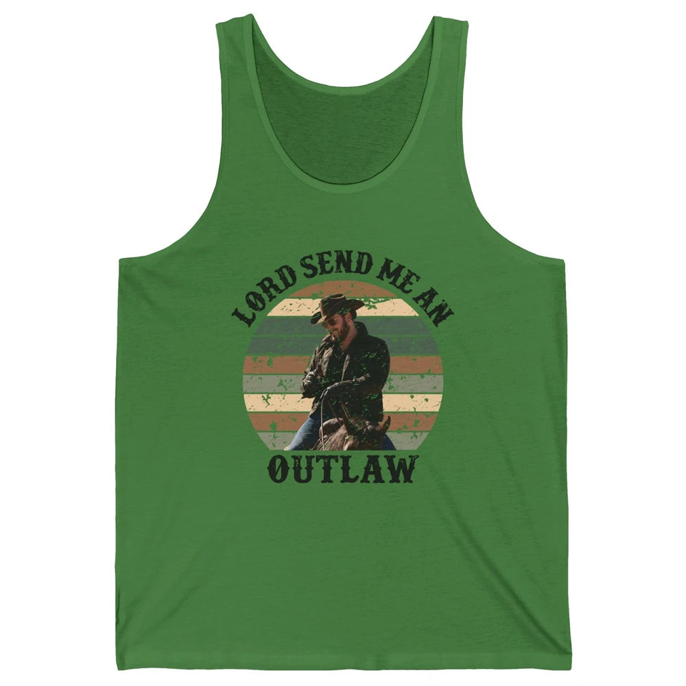 Retro Cowboy Horsing Lord Send Me An Outlaw Western Country Unisex Jersey Tank