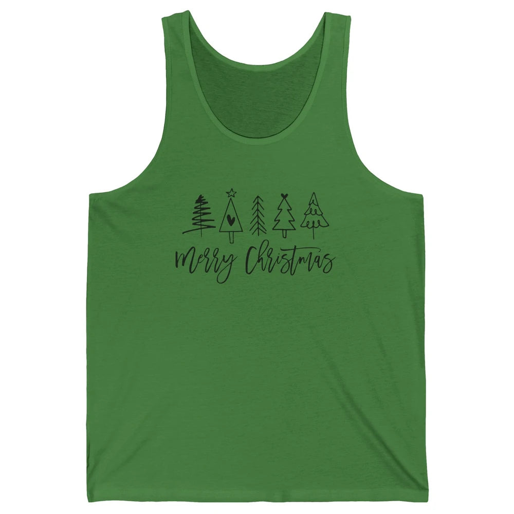 Merry Christmas Tree Heart Doodle Drawing Christmas Costume Unisex Jersey Tank