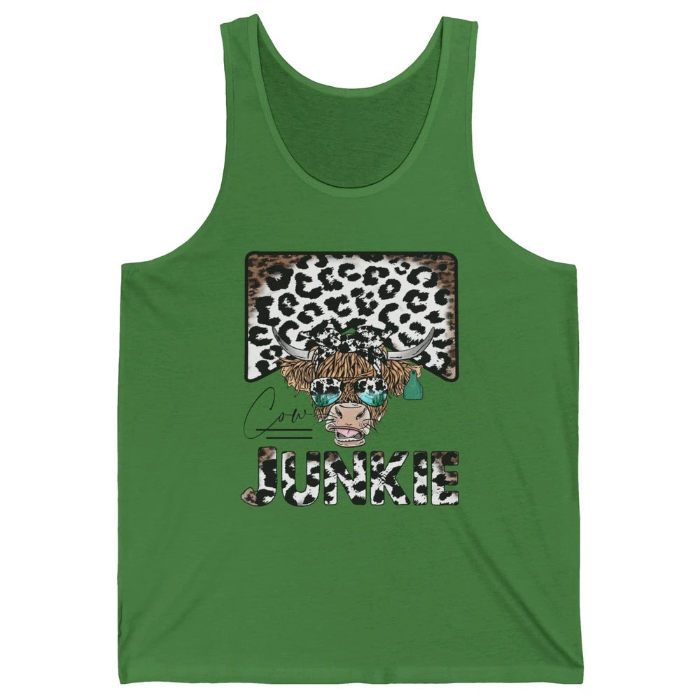 Leopard Highland Cow Bandana Cow Junkie Western Country Unisex Jersey Tank