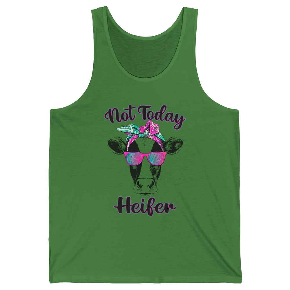 Not Today Heifer Funny Cow With Glasses Bandana Heifer Lover Unisex Jersey Tank