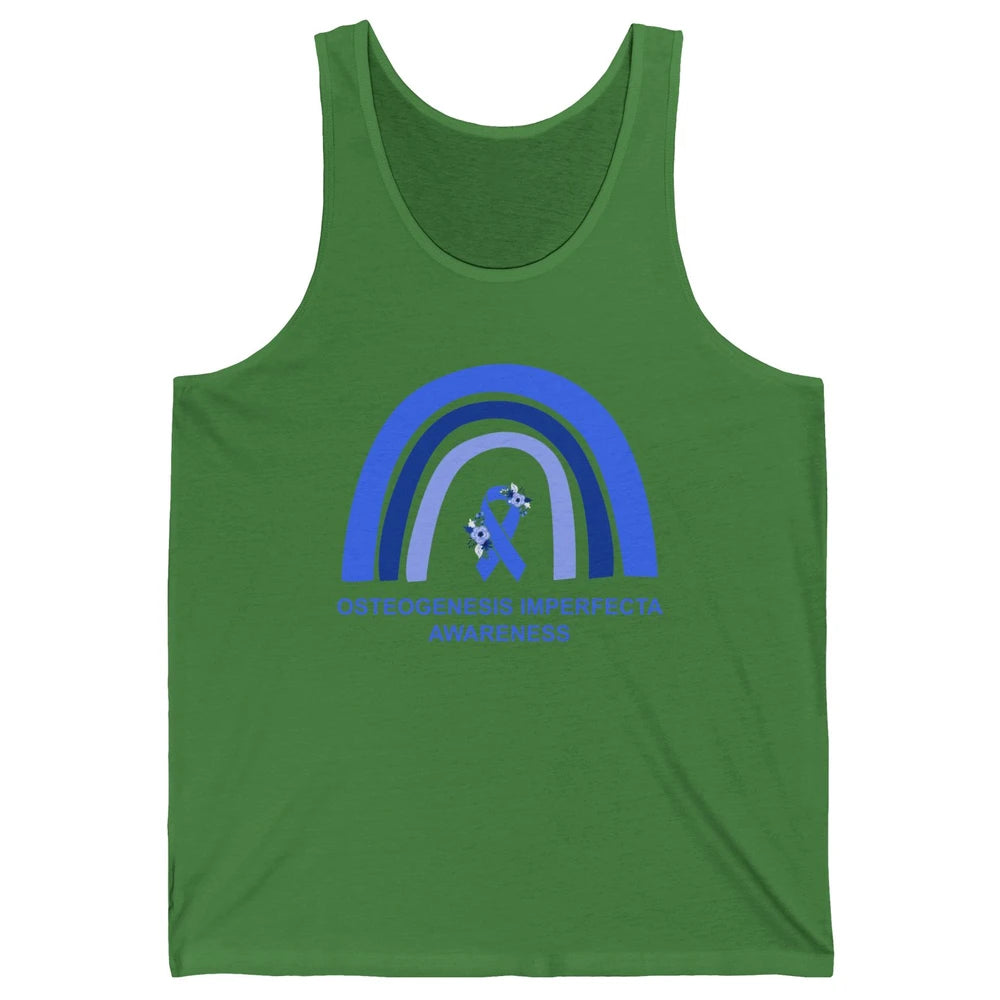 Osteogenesis Imperfecta Awareness OI Floral Blue Rainbow Unisex Jersey Tank
