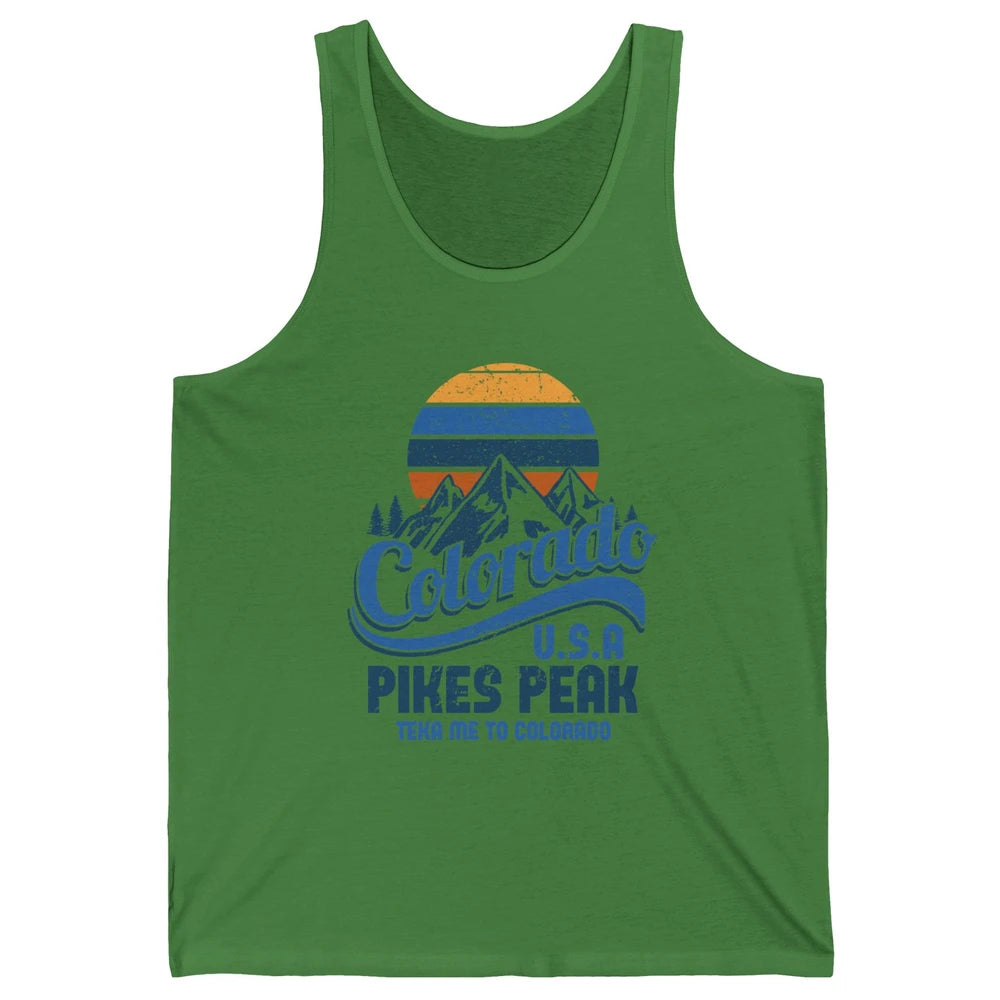 Retro Colorado Mountain Pikes Peak Sunset Outdoor Hiking Unisex Jersey Tank