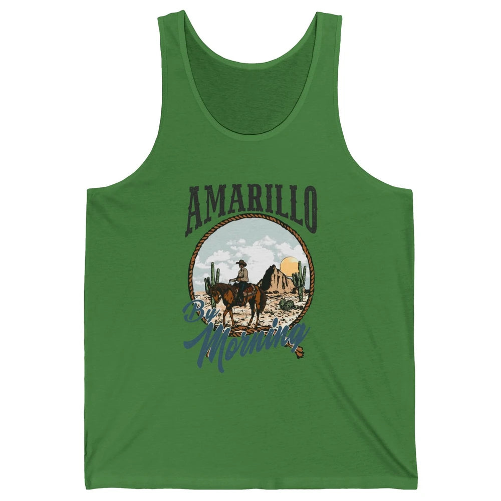 Retro Desert Cowboy Riding Horse Amarillo By Morning Western Unisex Jersey Tank