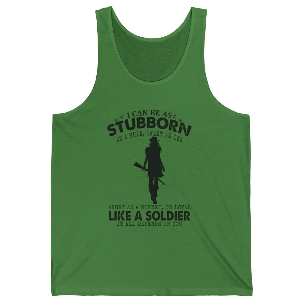 Retro Cowgirl Stubborn As Mule Sweet As Tea Western Country Unisex Jersey Tank