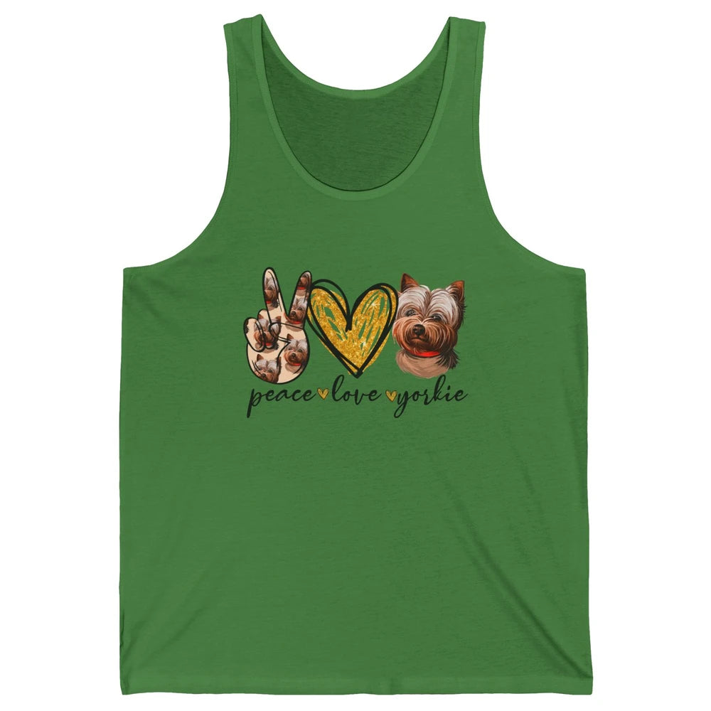 Peace Love Yorkie Dog Lovers Yorkshire Terrier Dad Mom Gift Unisex Jersey Tank