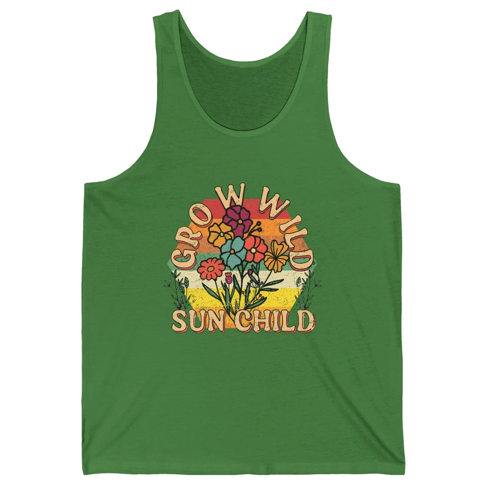 Retro Grow Wild Sun Child 70s Aesthetic Boho Western Summer Unisex Jersey Tank