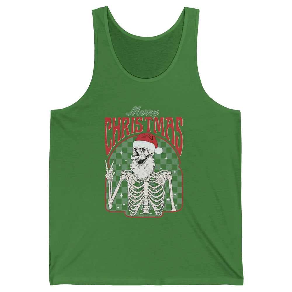 Merry Christmas Skeleton Santa Claus Vintage Xmas Skull Vibe Unisex Jersey Tank