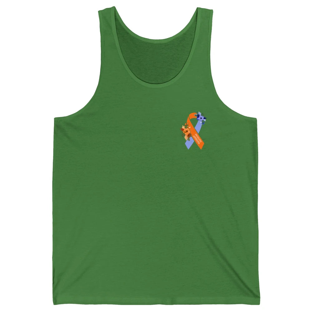 Psoriatic Arthritis Awareness PsA Floral Blue Orange Ribbon Unisex Jersey Tank