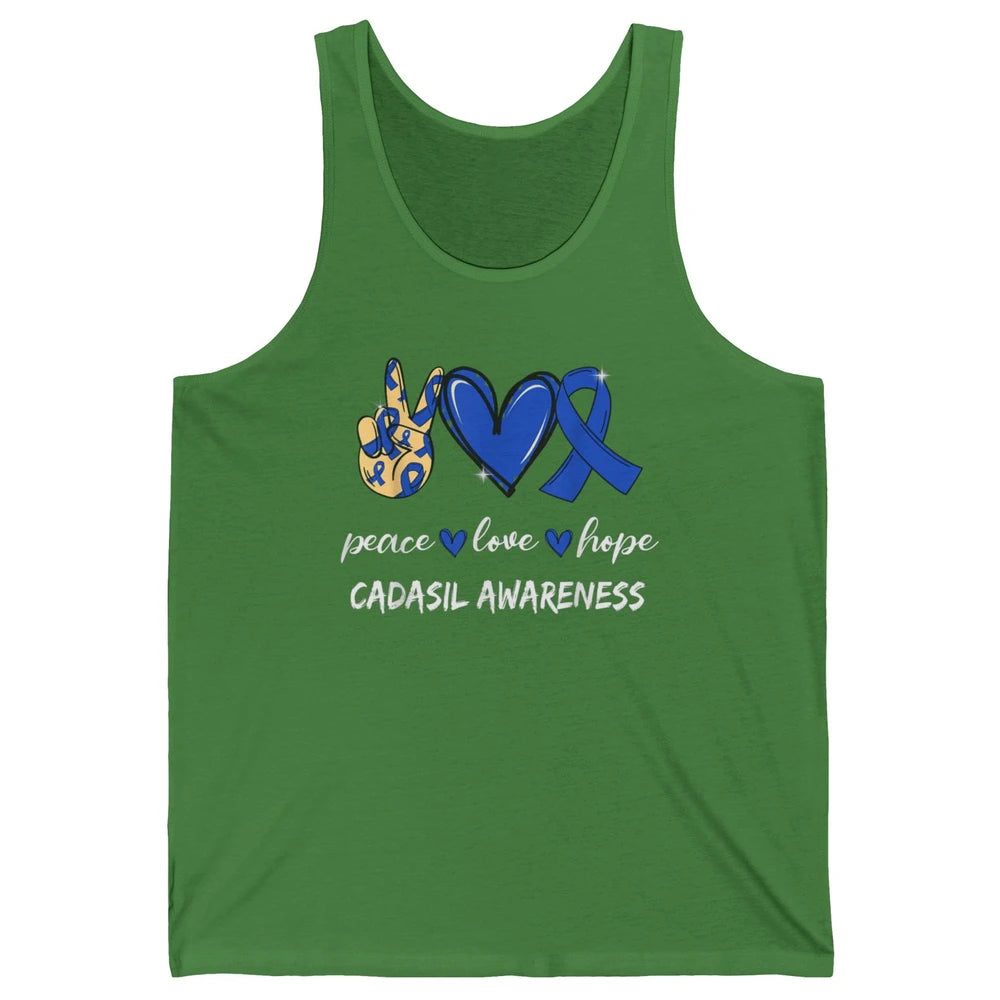 Peace Love Hope Heart Love Cadasil Awareness Blue Ribbon Unisex Jersey Tank