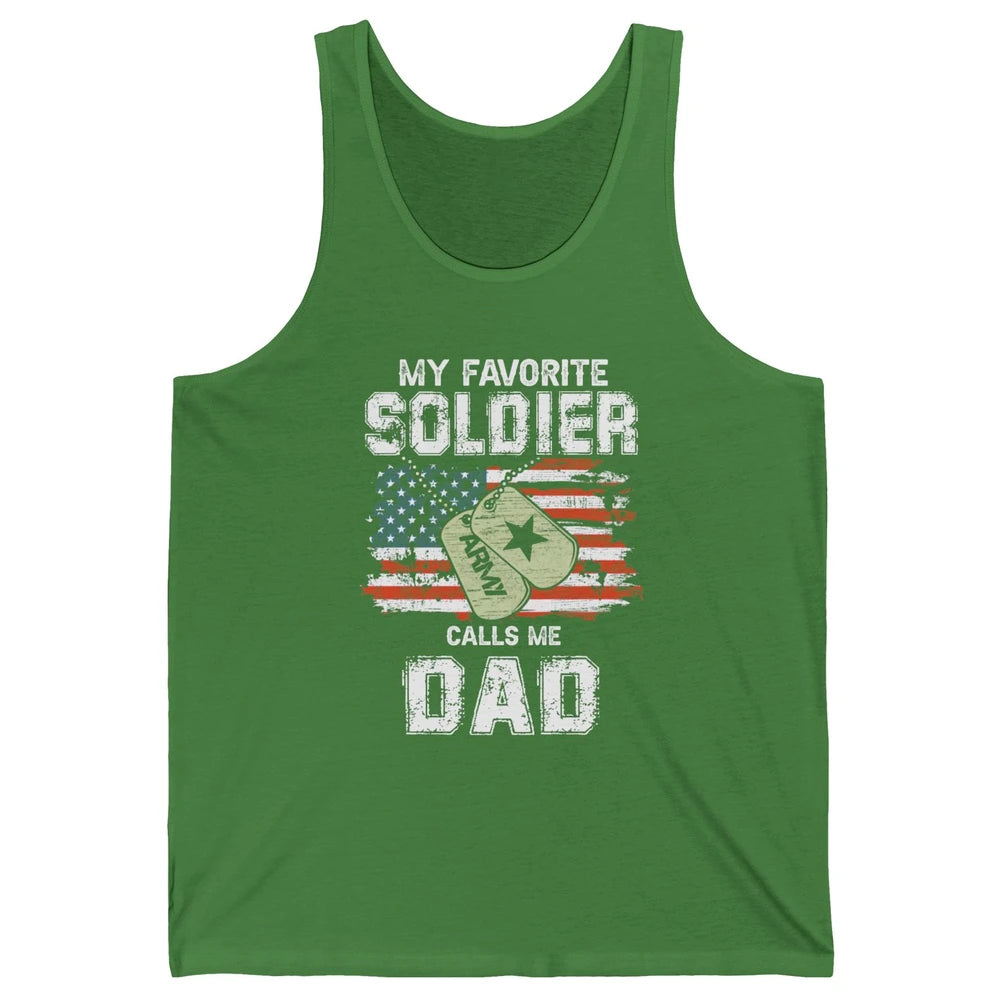 My Favorite Soldier Calls Me Dad US Army Military US Flag Unisex Jersey Tank